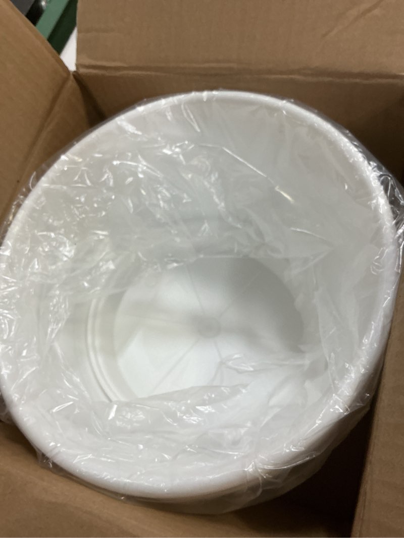 Condition photo showing Good Condition for 10-Inch Whiskey Barrel Planters Outdoor Pack of 2 - Durable Plastic Plant Pots for Indoor & Outdoor Use with Drainage & Saucer, Lightweight Rustic Barrel Planters for Flowers, Herbs & Small Plants White Pack of 2