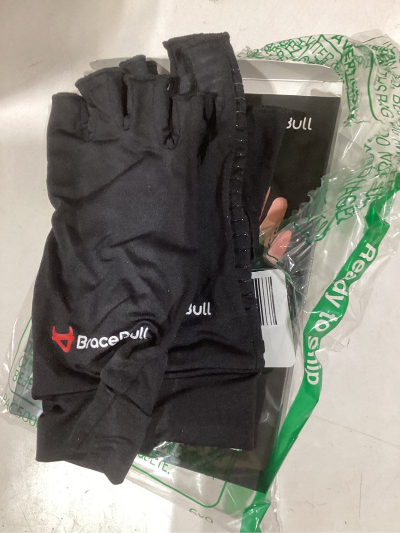 Condition photo showing Good Condition for BraceBull Arthritis Gloves (1 Pair), Copper Infused Fingerless Compression Gloves, RSI and Relieve Hand Pain for Women & Men Large