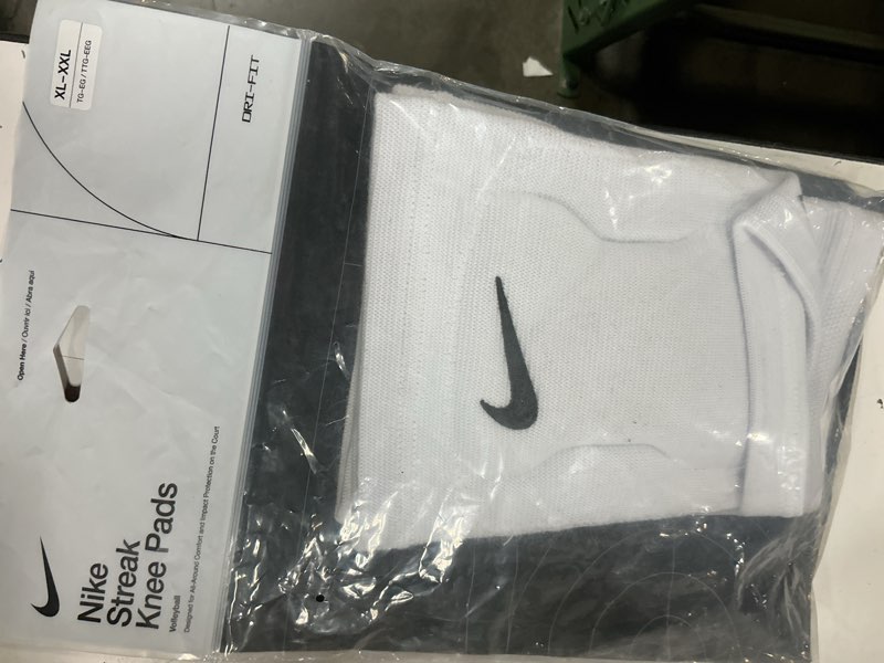 Condition photo showing As Is for nike streak dri-fit volleyball knee pads (white, xl/xxl)