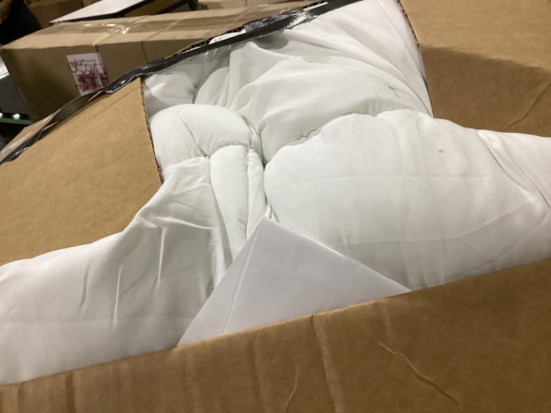 Condition photo showing As Is for mattress topper king for back pain, extra thick mattress pad cover, plush pillow top, deep elastic pocket, white king white
