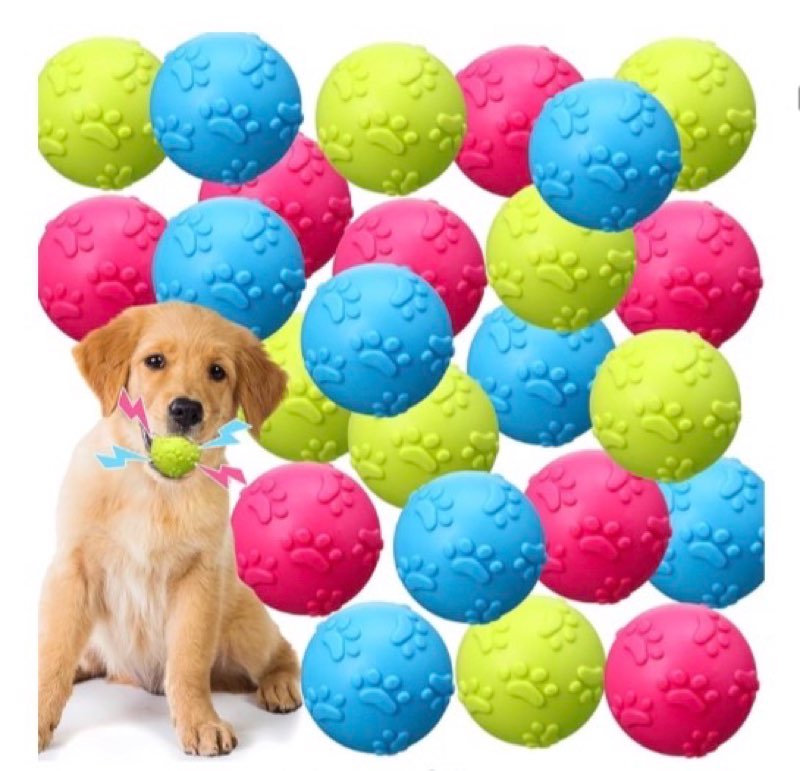 Foilswirl 24 Pieces Squeaky Balls for Dogs Rubber Squeaky Dog Toys Bulk 2.36 Inch Dog Toys Ball Inte