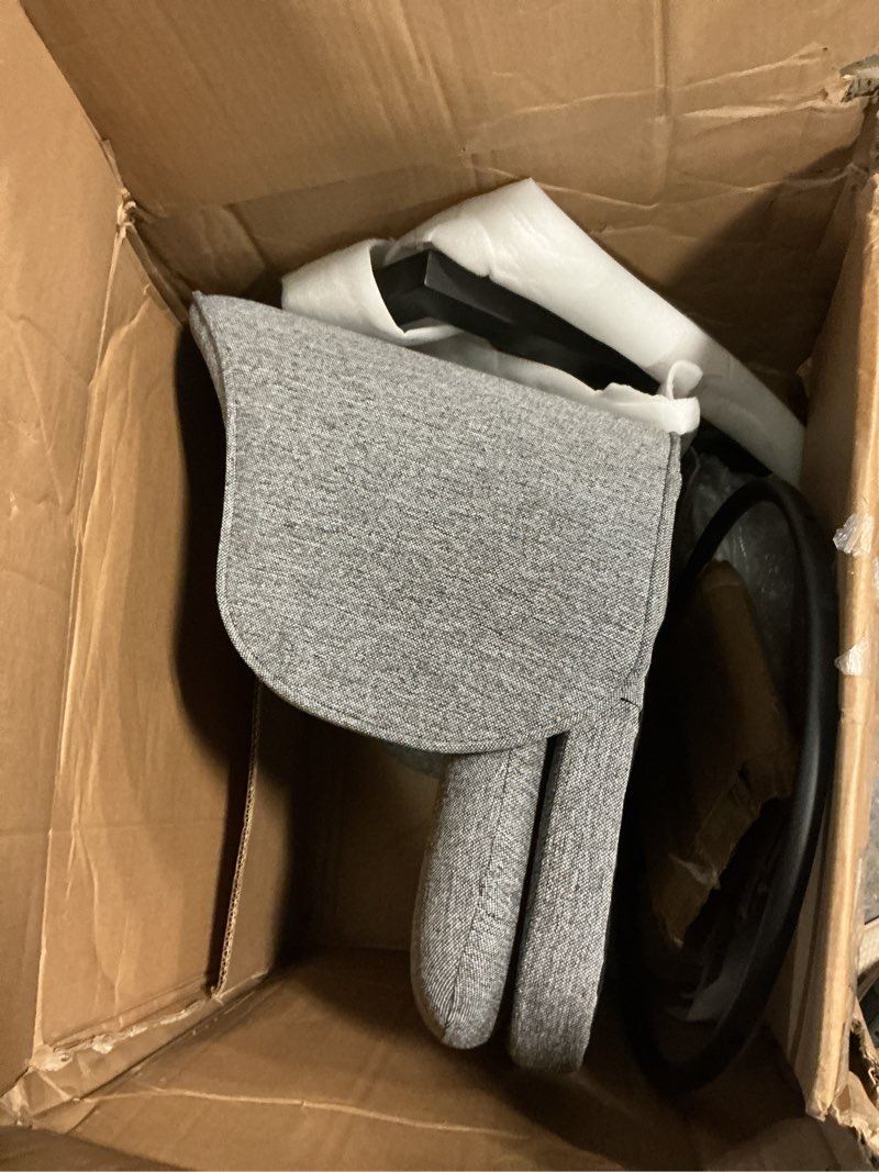 Condition photo showing As Is for ( incomplete)Counter Height Barstools 26 inch Upholstered Swivel Bar Stools with Back for Kitchen Island,Set of 1,Dark Grey Fabric