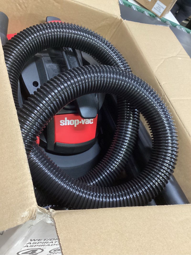 Condition photo showing As Is for shop-vac 4-gallon 6 hp corded wet/dry shop vacuum with accessories included
