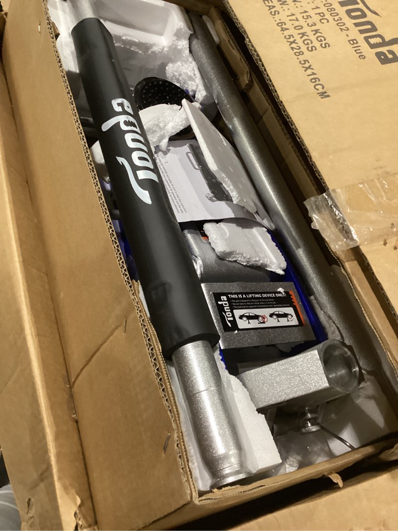 Condition photo showing New/Like New for tonda floor jack, low profile 2 ton hydraulic aluminum and steel car jack with dual pump system, rapid lift, blue 2t blue