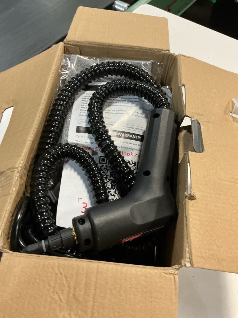 Condition photo showing Good Condition for steam cleaner for home & car, 15s fast heat handheld steamer for cleaning, 1.6l large tank, 3-level steam control with 16-piece accessories kit for floors, couches, tiles, grout, dirt, and grease