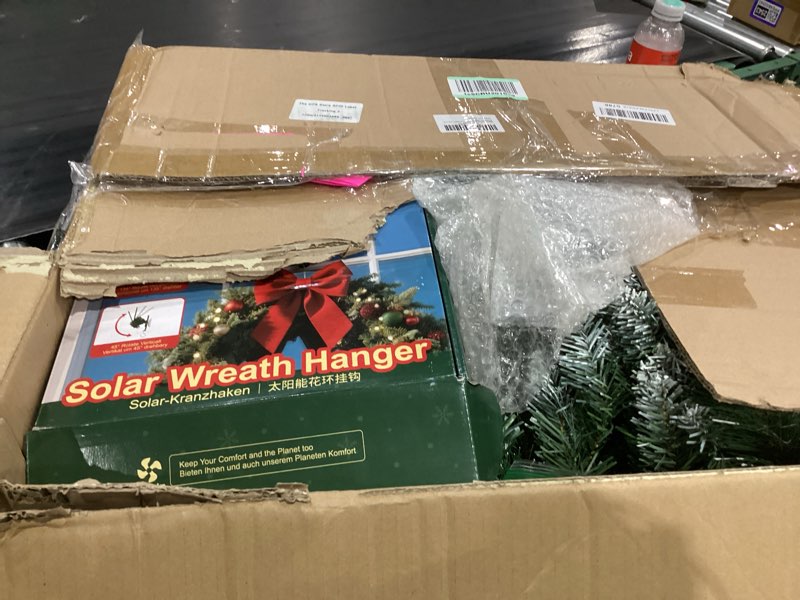 Condition photo showing As Is for Solar Wreath 48 inch, Outdoor Christmas Wreaths Large with 250 LEDs & 8 Lighting Modes, Lighted Holiday Decorations for Outside