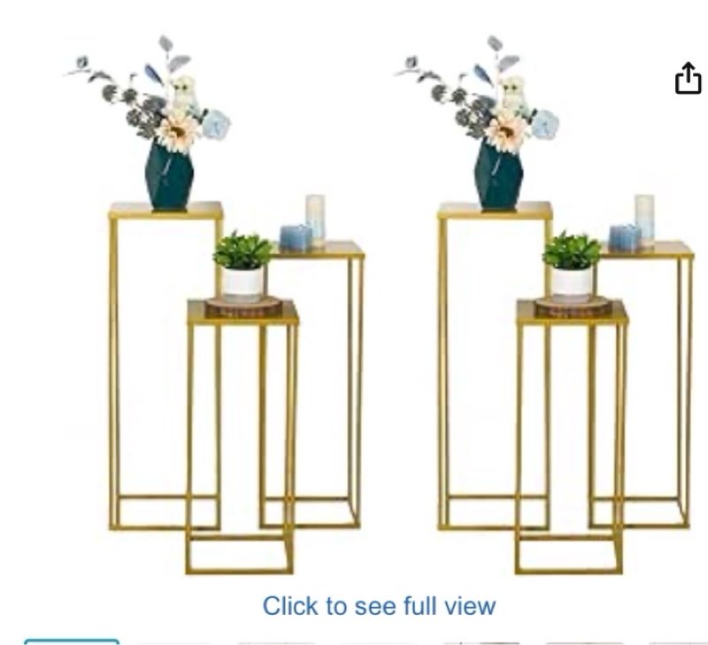Vincidern Set of 6 Gold Wedding Flower stand, Tall Square Gold Metal Plant Stands, Display Columns P
