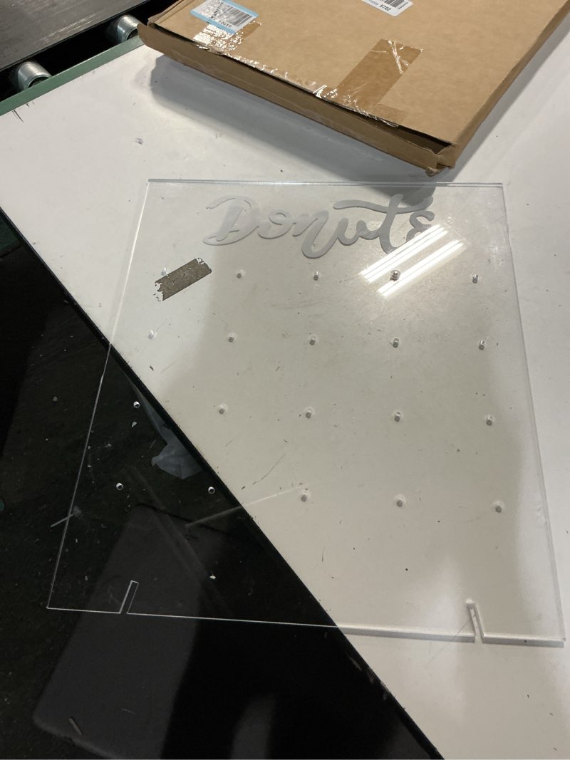 Condition photo showing As Is for 20 Peg Donut Display Stand Acrylic Reusable Donut Holder Board 17.7 x 15 Inch Doughnut Board for Dessert Table Doughnut Birthday Party Decorations for Grow up Party Wedding Bridal Shower