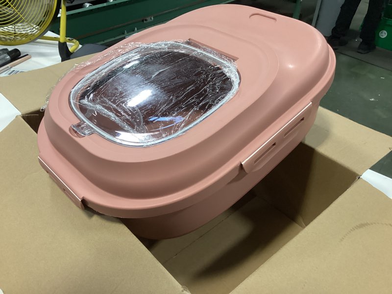 Cereal Rice Food Storage Containers, Collapsible 20 to 50 Lbs Dispenser Bin with Rolling Wheel Airtight Locking Lid, Dog Pet Cat Flour Sugar Plastic Leakproof Sealable Large Kitchen Pantry Holder