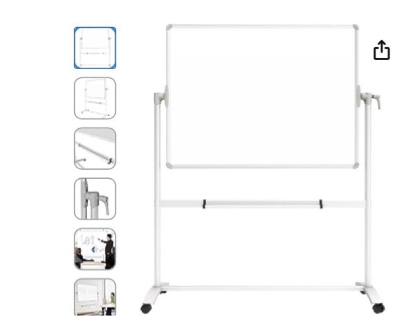 double-sided magnetic mobile whiteboard, 48 x 36 inches