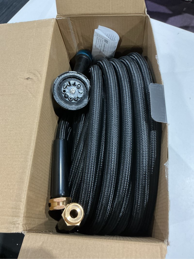 Condition photo showing Good Condition for garden hose 100ft non-expanding, lightweight hose with 10-function nozzle, leak-proof no-knot, easy to carry, wear-resistant, sturdy 3/4ght flexible water hose for outdoor (black with nozzle) black with blue nozzle 100ft