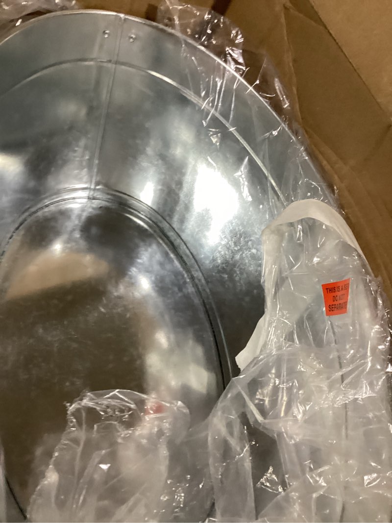 Condition photo showing As Is for large 6-gallon galvanized tin beverage tub, 20x14x10 inches (pack of 2)