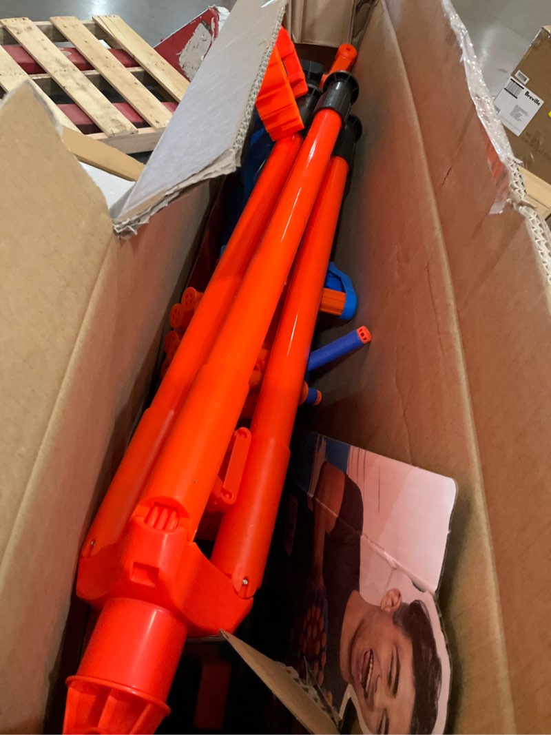 Condition photo showing As Is for x-shot insanity motorized rage fire by zuru 72 darts, air pocket technology darts, dart storage, blasting power, auto feeding belt, tripod & scope, outdoor toy for boys, girls, teens, adults