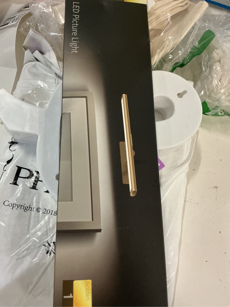 Condition photo showing New/Like New for EZVALO Picture Light for Wall, 4800mAh Rechargeable Wireless Remote Lights, 16'' Dimmable Magnetic LED Art Painting Light with 3 Color Temps, Display for Gallery, Living Room, Bedroom, Hallway (Gold) Gold 1Pack-16in