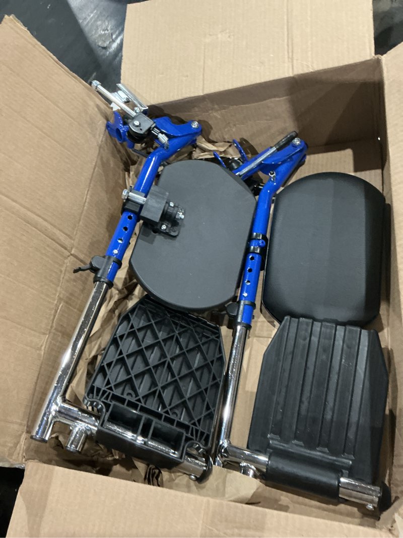 Condition photo showing As Is for (similar to but not exact)blue streak wheelchair elevating leg rest with padded calf pad,composite footplates,fits most standard wheelchairs and transport chair,wheelchair parts,same functional structure as lk3jelr,(1pr, blue)