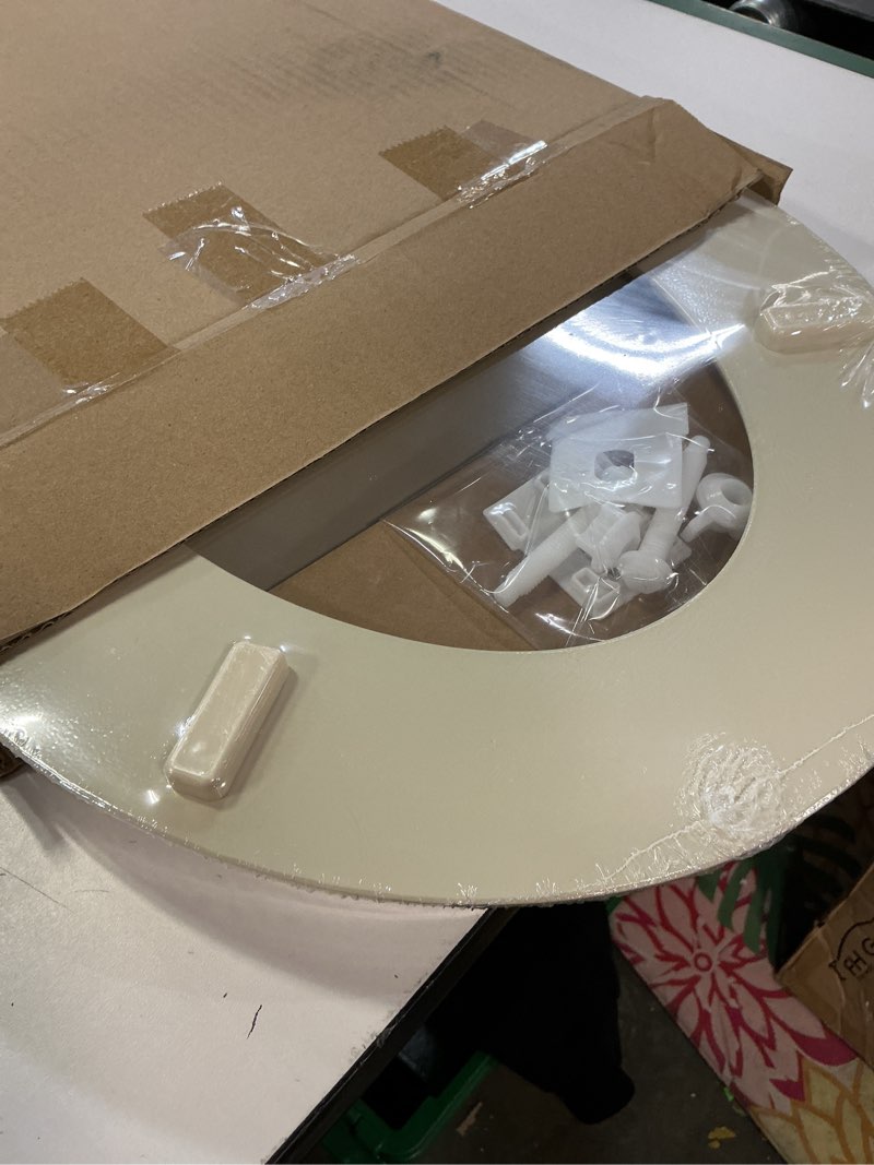 Condition photo showing New/Like New for highcraft premium round toilet seat with slow-close design & adjustable hinges - molded wood toilet seat - fits standard round toilets - round seat in bone/beige round bone