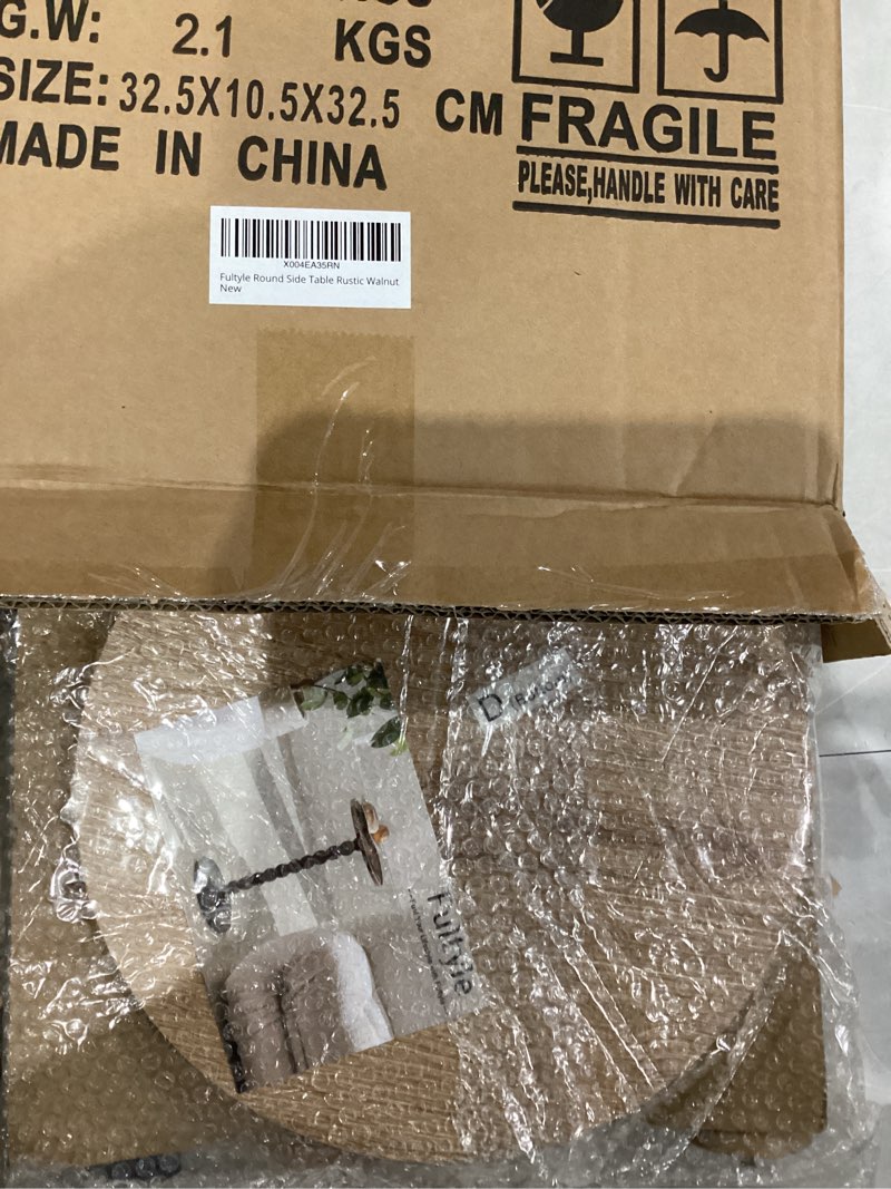 Condition photo showing New/Like New for Small Side Table, Drink Table for Small Spaces, Modern Martini Table with Solid Wood Leg, Round End Tables Living Room for Bedroom and Office (Rustic Walnut)