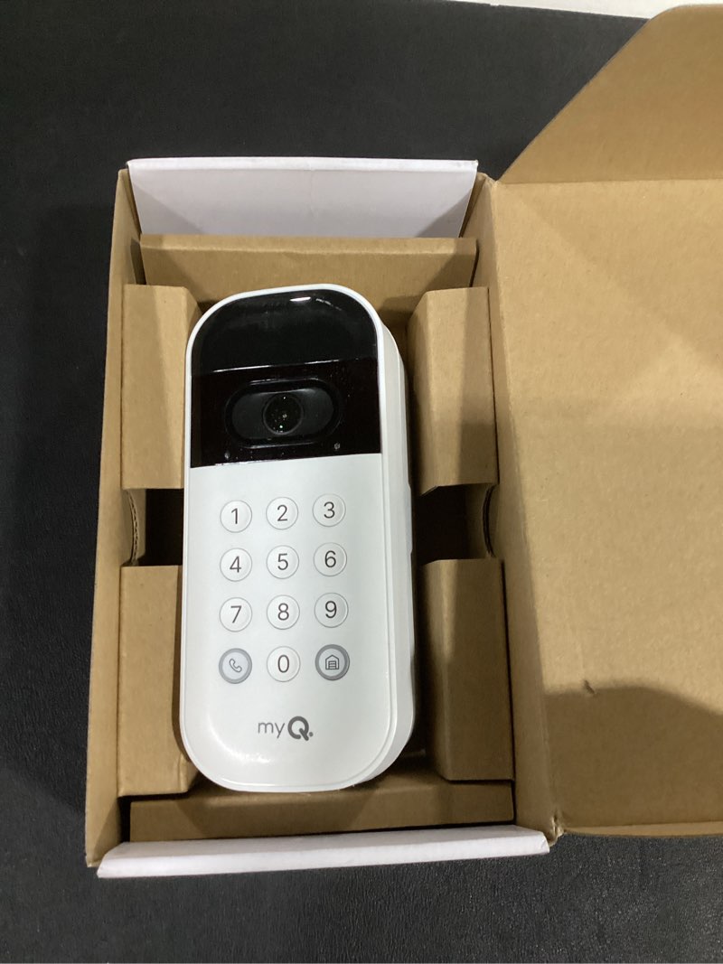 Condition photo showing As Is for myQ Smart Garage Door Video Keypad with Wide-Angle Camera,Customizable PIN Codes,and Smartphone Control–Take Charge of Your Garage Access Works with Chamberlain, LiftMaster and Craftsman openers,White