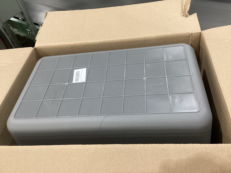 Condition photo showing As Is for USED Cat Litter Box with High Sided,24.8\" Lx11.4 Wx13.0 H,Extra Large Cat Litter Box for Big Cats,XL Jumbo Kitty Litter Box for Indoor Cats,Tool-Free Assembly (Grey)