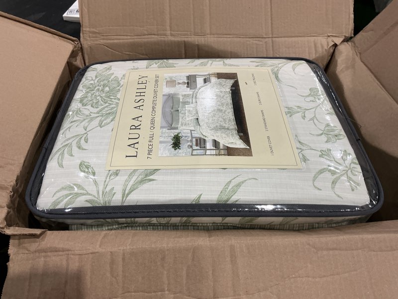 laura ashley home - queen duvet cover set, reversible cotton bedding, includes matching shams with b