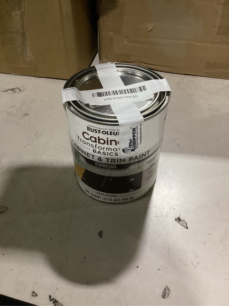 Condition photo showing As Is for rust-oleum 372011 transformations basics cabinet & trim paint, quart, espresso espresso 11 fl oz (pack of 1)