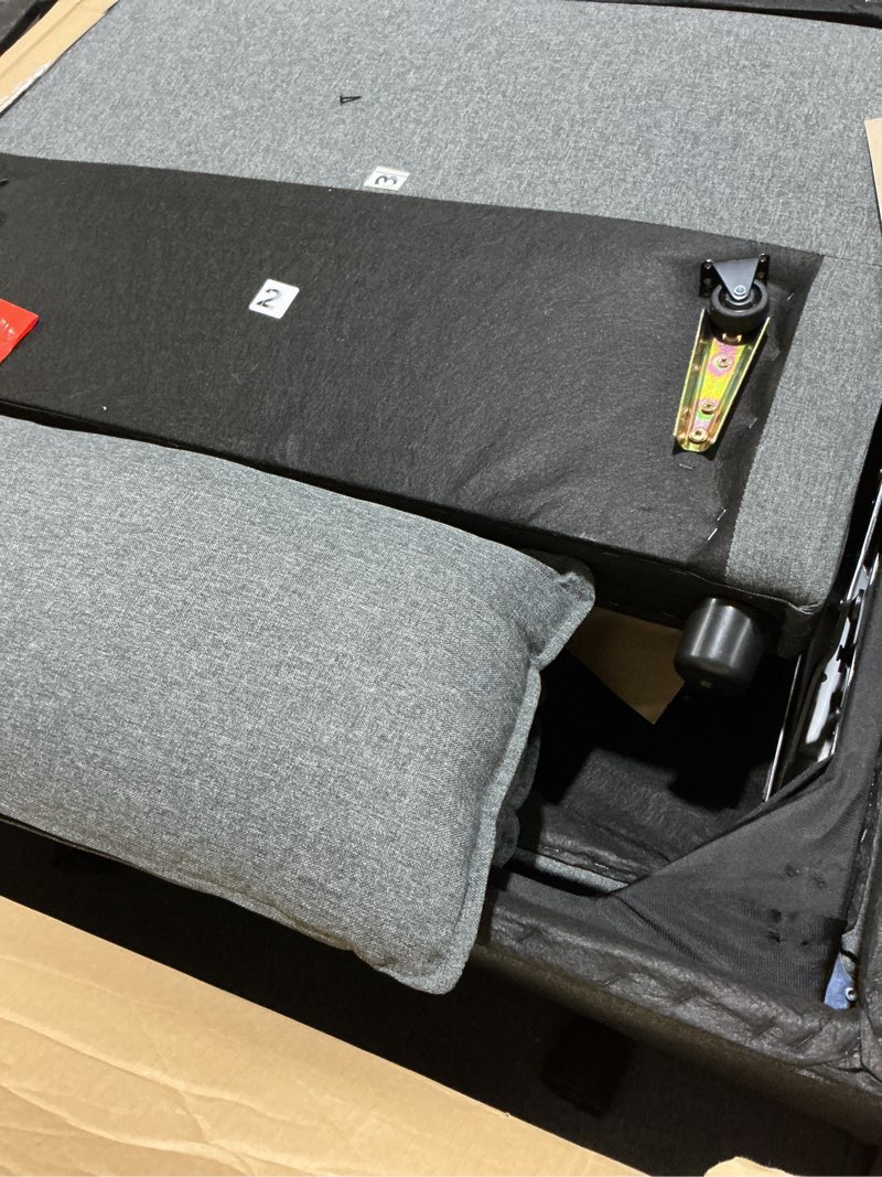 Condition photo showing Good Condition for possibly incomplete with parts/hardware sofa futon with pull out sleeper gray