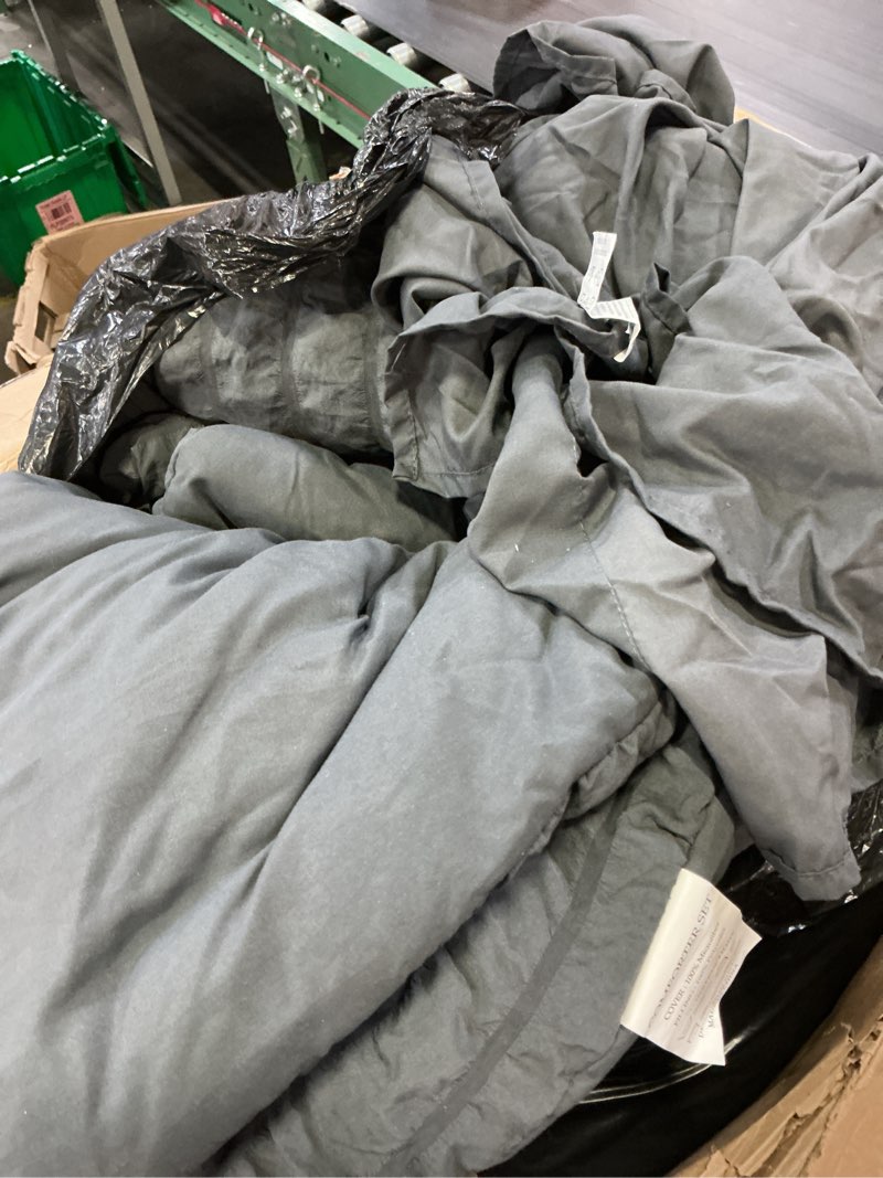 Condition photo showing As Is for hymokege 7 piece king size comforter set seersucker, all season luxury bed in a bag for bedroom, bedding set with comforters, sheets, pillowcases & shams, dark grey king(104"x 90") 01 - dark grey