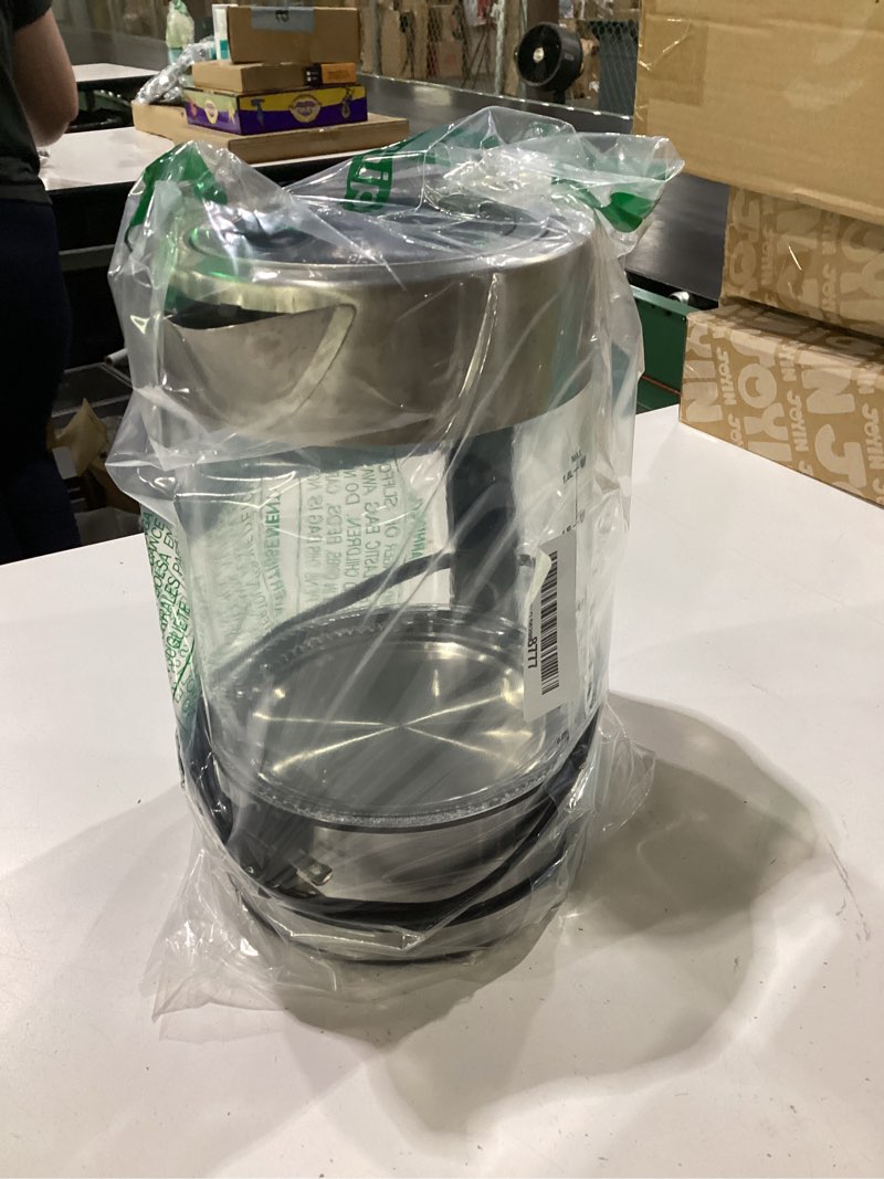 Condition photo showing As Is for ovente electric kettle, 1.8l tea kettle cordless with borosilicate glass water boiler, stainless steel base, acrylic handle, 1500w fast boil electric kettle, easy fill lid, auto shutoff, silver kg911s silver - 1.8l - kg911s