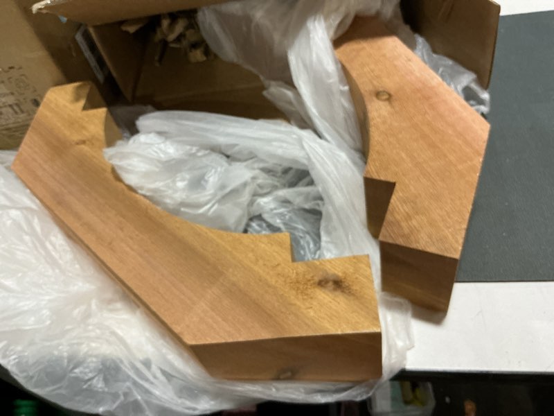 Condition photo showing As Is for (similar too) ekena millwork brc04x12x12mrc00swr 3 1/2\"w x 12\"d x 12\"h merced smooth knee brace, western red cedar