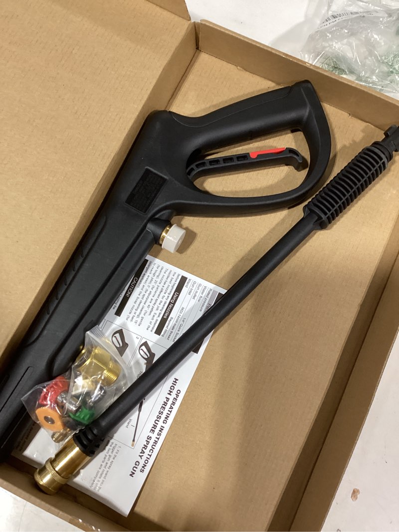 Condition photo showing Good Condition for Pressure Washer Gun with Extension Wand & 5 Spray Nozzle Tips, M22-14mm & M22-15mm Fitting Replacement for Ryobi, Karcher, Powerstroke, Greenworks, Husky, Raptor Blast, Electric Power Washer Standard Nozzle Black