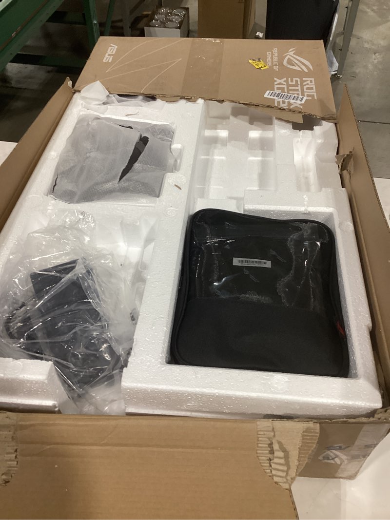 Condition photo showing As Is for incomplete asus rog strix 32” 4k oled gaming monitor (xg32ucwg) - trueblack glossy oled, dual mode (4k@165hz, fhd@330hz), 0.03ms, g-sync compatible, neo proximity sensor, usb-c, hdmi 2.1