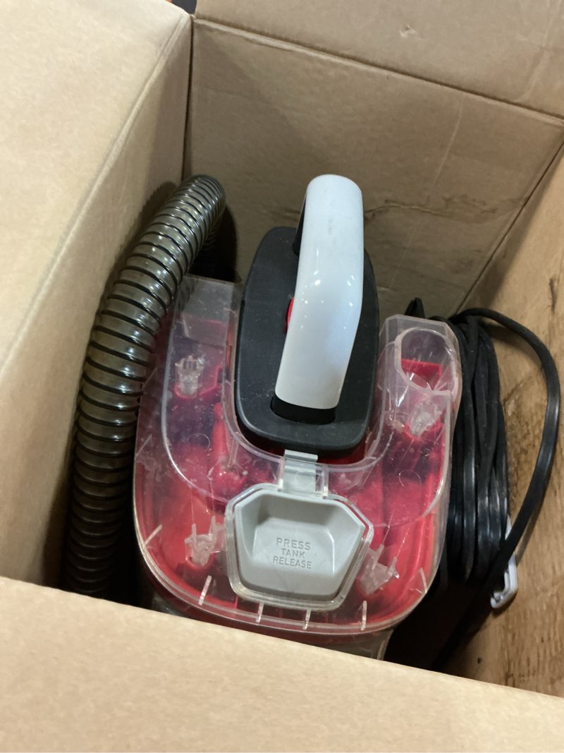 Condition photo showing As Is for Hoover CleanSlate Plus Portable Carpet + Upholstery Spot Cleaner Machine, Powerful Suction with Versatile Tools, Pet Stain Remover, Car and Auto Detailer, Pair with Hoover Carpet Cleaner Solution