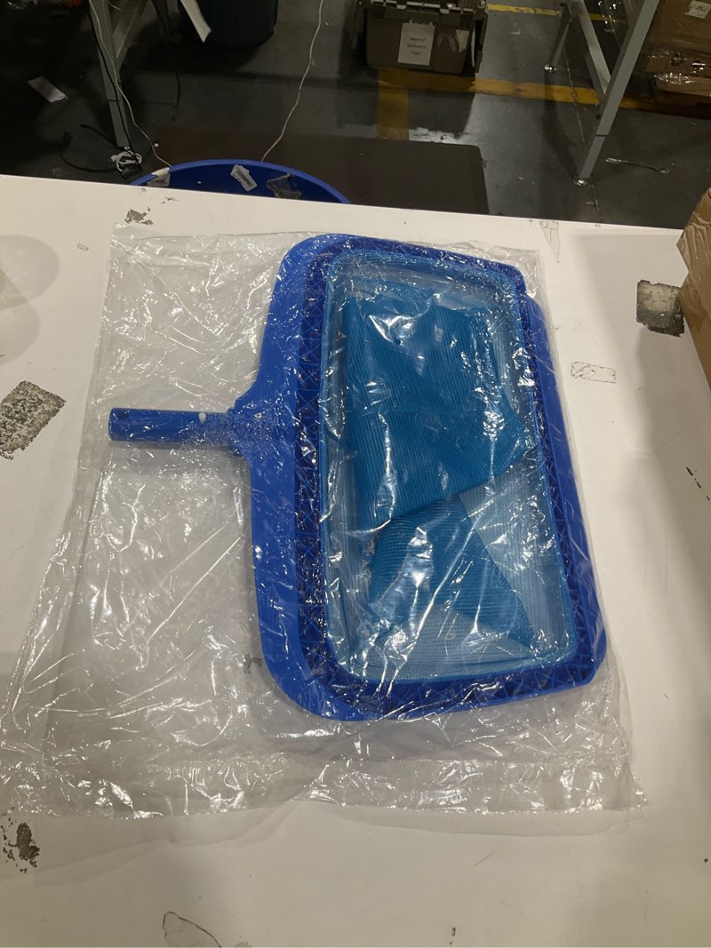 Condition photo showing New/Like New for swimming pool skimmer net, heavy duty swimming leaf rake cleaning tool with deep mesh net bag, easy cleaning for leaves & debris (royal blue)