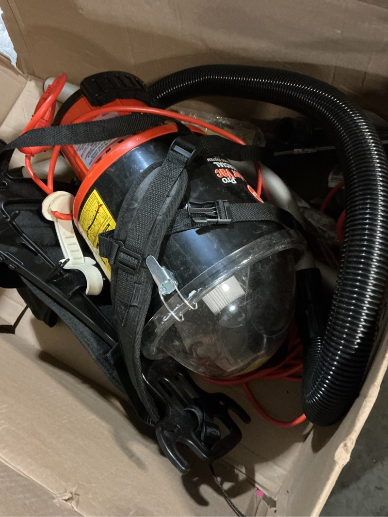 Condition photo showing As Is for Hoover Commercial Shoulder Vac Pro Backpack Bagged Vacuum Cleaner, with HEPA Media Filter, Lightweight with Extra Long Cord, Chiropractic Design, for Carpet and Hard Floors, C2401, Black