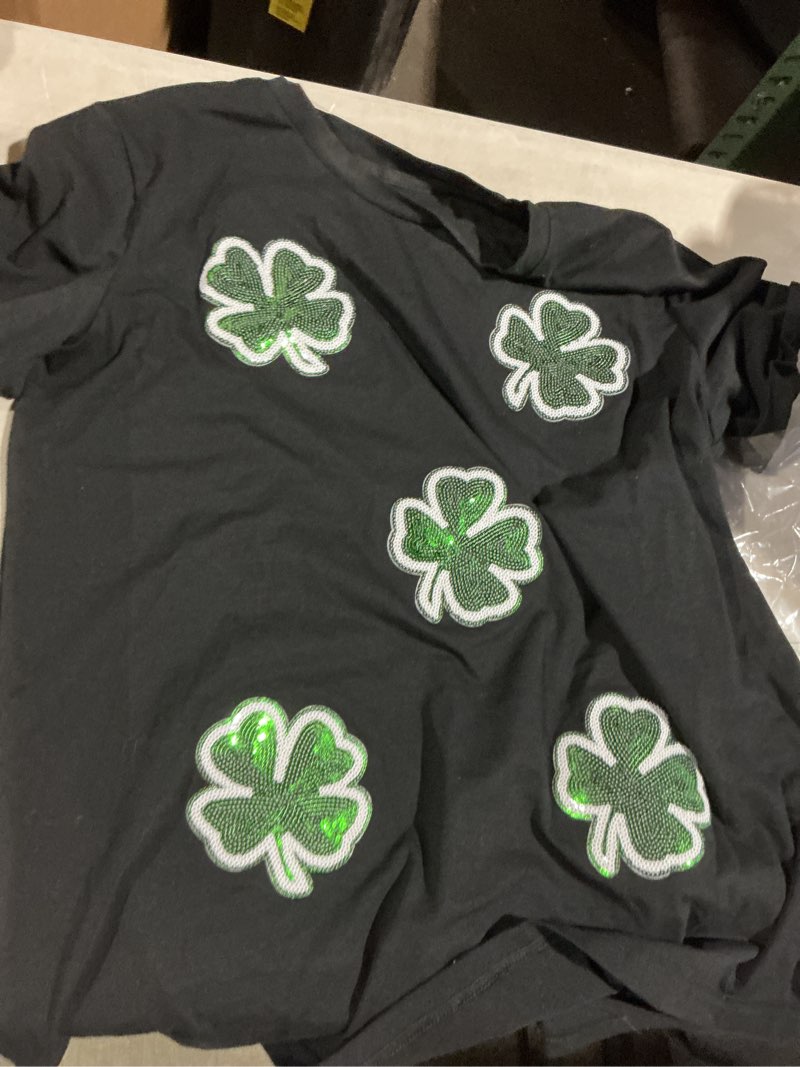 Condition photo showing Good Condition for selink womens summer short sleeve tops halloween sequin pumpkin printed t shirts casual basic graphic tees large z601 black clover