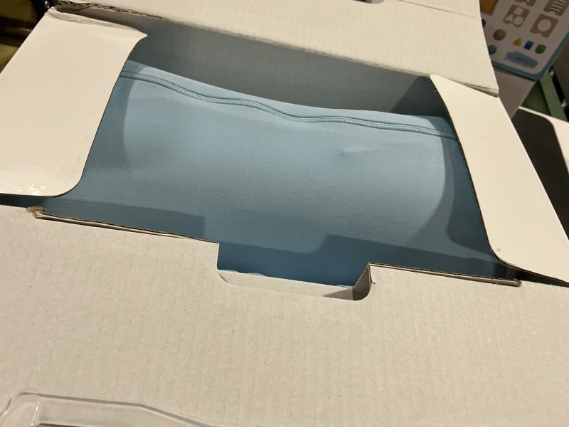 Condition photo showing Good Condition for momcozy knee pillow for side sleepers with cooling cover, soft memory foam spine alignment pregnancy leg pillow for hips, back, sciatica pain, fixed strap for moving, wider contact even pressure, blue cooling blue