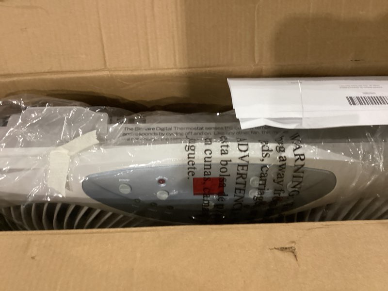 Condition photo showing Good Condition for bionaire window fan with reversible airflow blades – 3-speed settings, programmable thermostat, led display, remote control, fits 24–36" windows, no assembly required white 2 blades electronic control with lcd screen window fan