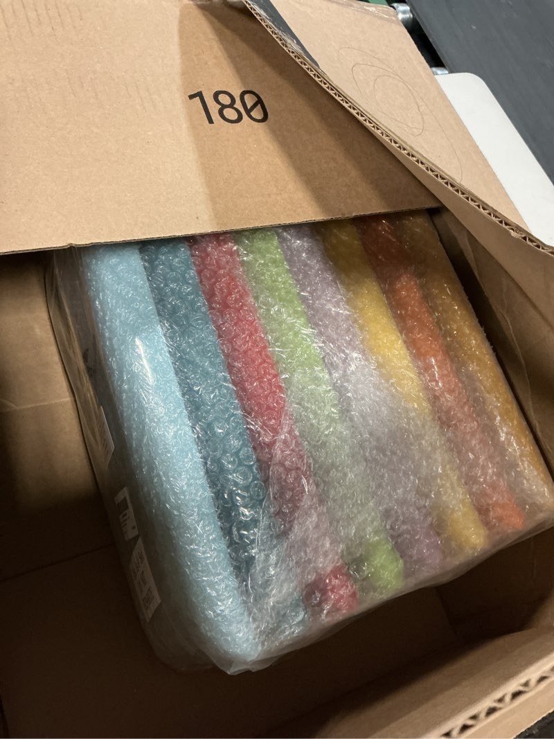 Condition photo showing New/Like New for hahafelt 8 pack wall padding for playroom peel and stick headboard 15.75" x 7.87" x 1.18" 3d anti collision upholstered wall panels self adhesive headboard panel for protection (rainbow colors) 15.75" x 7.87" x 1.18" rainbow colors 8