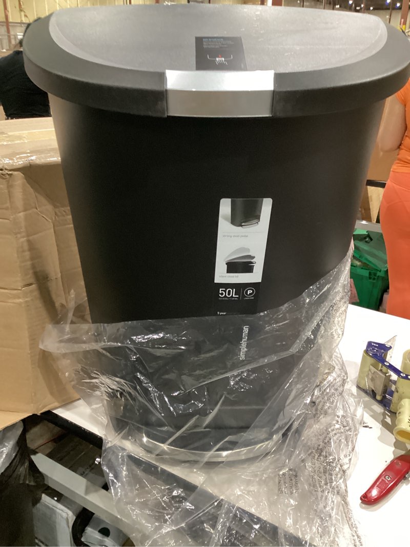 Condition photo showing Good Condition for simplehuman 13 gallon plastic step on trash can  semi-round kitchen garbage can  multiple colors
