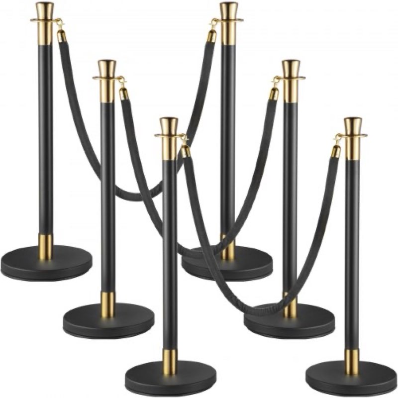 Crowd Control Stanchion, Waterproof and Rustproof Stanchion Set for Theater Hotels Clubs Museums, 8PCS