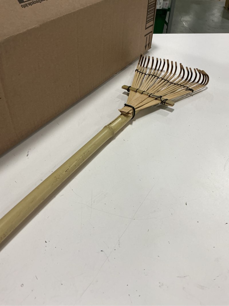 Condition photo showing Good Condition for 20-Tine Bamboo Hand Rake - 23.4" Ergonomic Garden Cultivator for Loosening & Leaf Gathering, Compact Camping/Hiking Yard Tool with Wooden Teeth