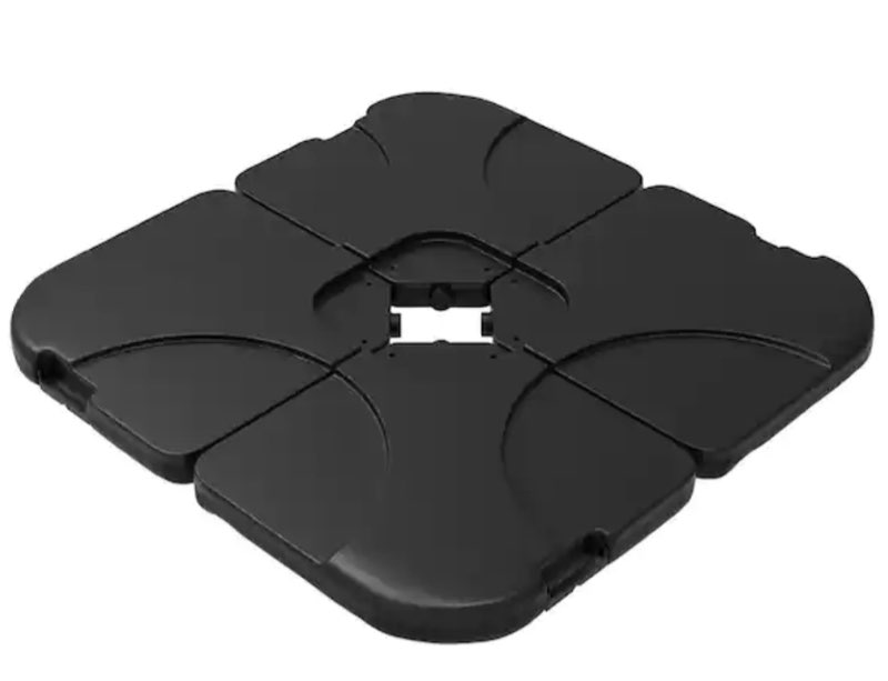 4-Piece Weighted Cantilever and Offset Patio Umbrella Base with Handle in Black