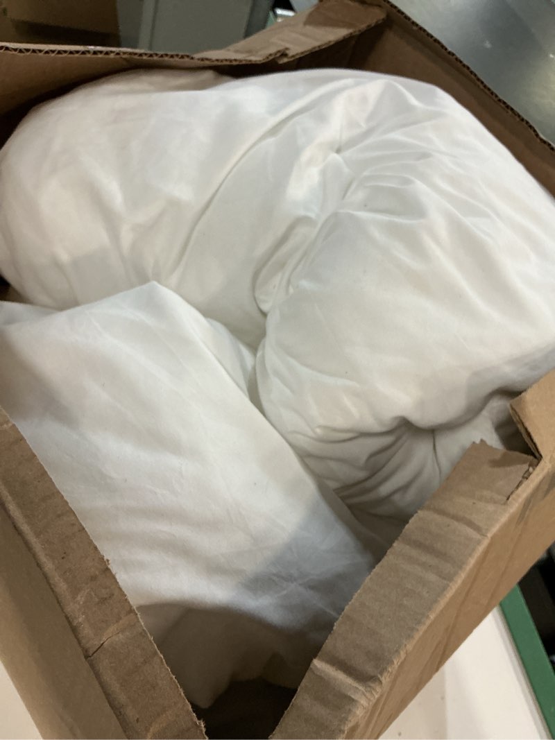 Condition photo showing As Is for weigelia full size comforter white modern 3pcs microfiber full size comforter sets for all season comforter for men, women and girls soft lightweight bed comforter set white full