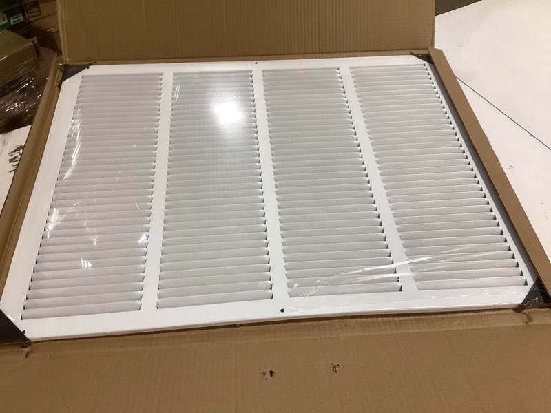 Condition photo showing Good Condition for fits 24x18 duct opening | steel return air grille by handua | vent cover grill for sidewall and ceiling | white | hvac cold air intake grille | outer dimensions: 25.75"w x 19.75" 1 24"w x 18"h [duct opening]