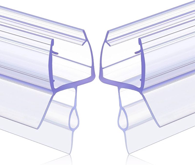 lineshading 2 pcs glass shower door seal strip with drip rail for 1/4"(6mm) glass, length 27.5"/0.7m
