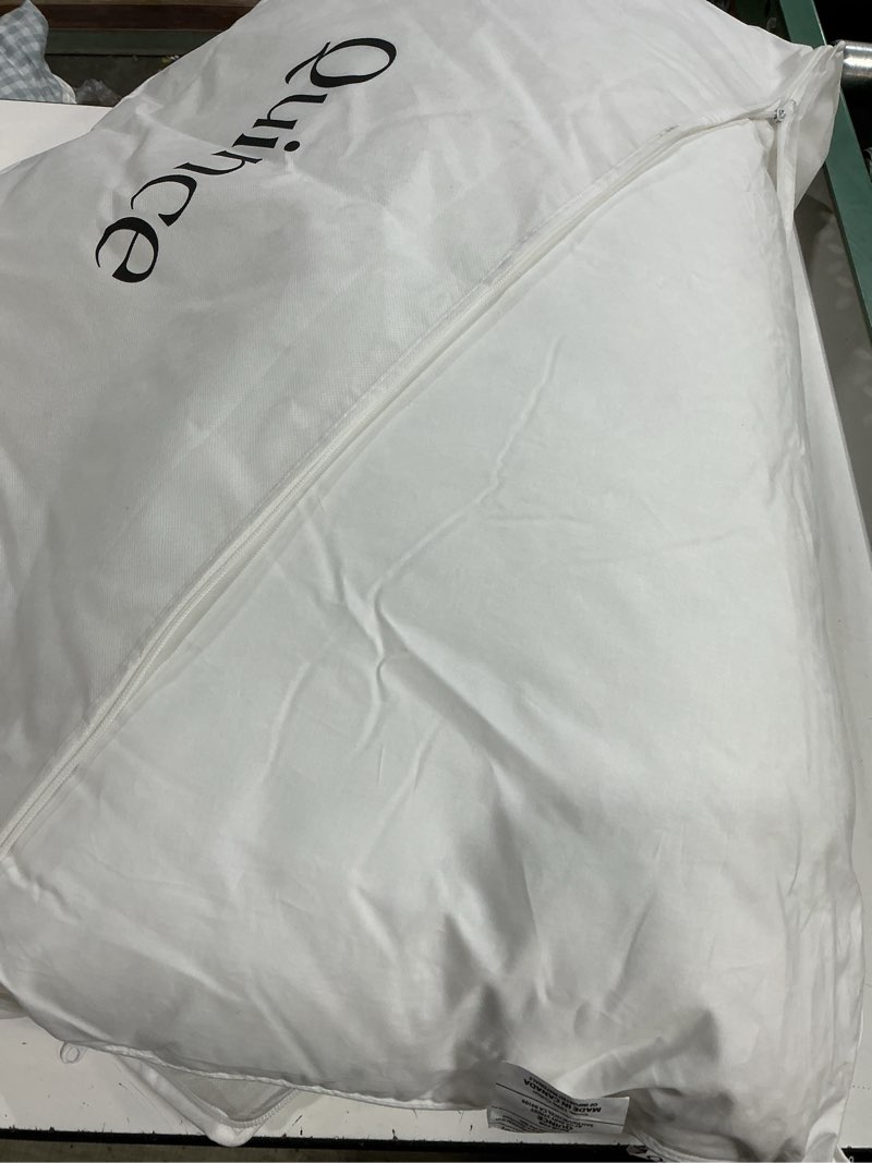 Condition photo showing As Is for nwot quince premium down pillow king soft retail $110
