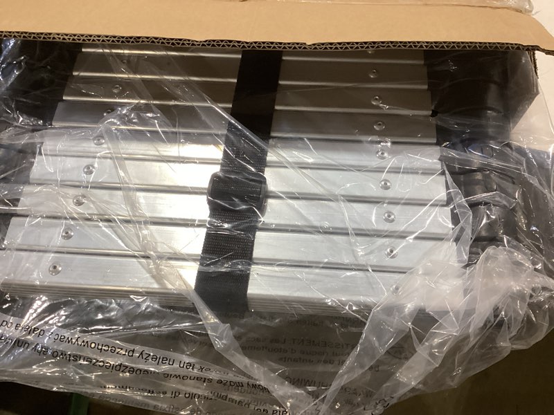 Condition photo showing Good Condition for telescoping ladders 16.5 ft aluminum ladder - one-button retraction collapsible extension ladder for home,rv,attic & loft, lasts 330 lbs with 2 triangle stabilizers and 2 detachable hooks 16.5 ft (hooks) aluminum