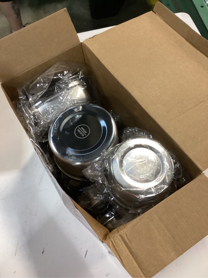 Condition photo showing New/Like New for 8 Pcs 304 Stainless Steel Food Storage Containers with Lids Leakproof, Reusable Airtight Meal Preparation Container Round and Square Stackable Food Container for Kitchen Picnic(Black Lids)