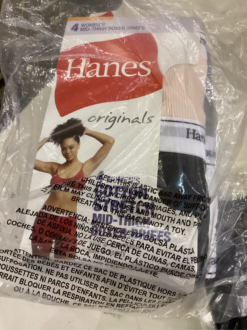 Condition photo showing Good Condition for Hanes Originals Women’s Mid-Thigh Boxer Brief Pack, Stretch Cotton Underwear, 4-Pack Large Fashion Color Mix