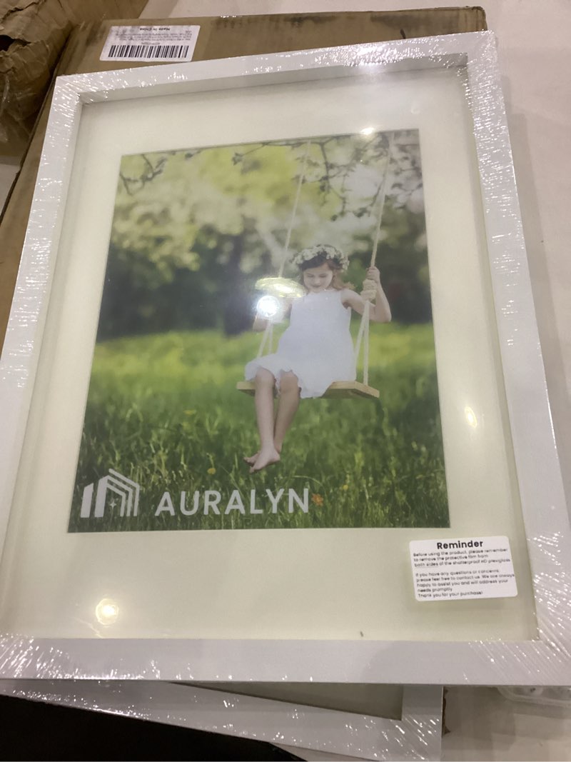 AURALYN Wall Frames 11x14 Picture Frame Set of 3 – Fits 8x10 with Mat or 11x14 Without Mat – Wood Grain, Easy to Hang, Finger-Friendly, Includes Hanging Kit (White Frames, 3 Pack)